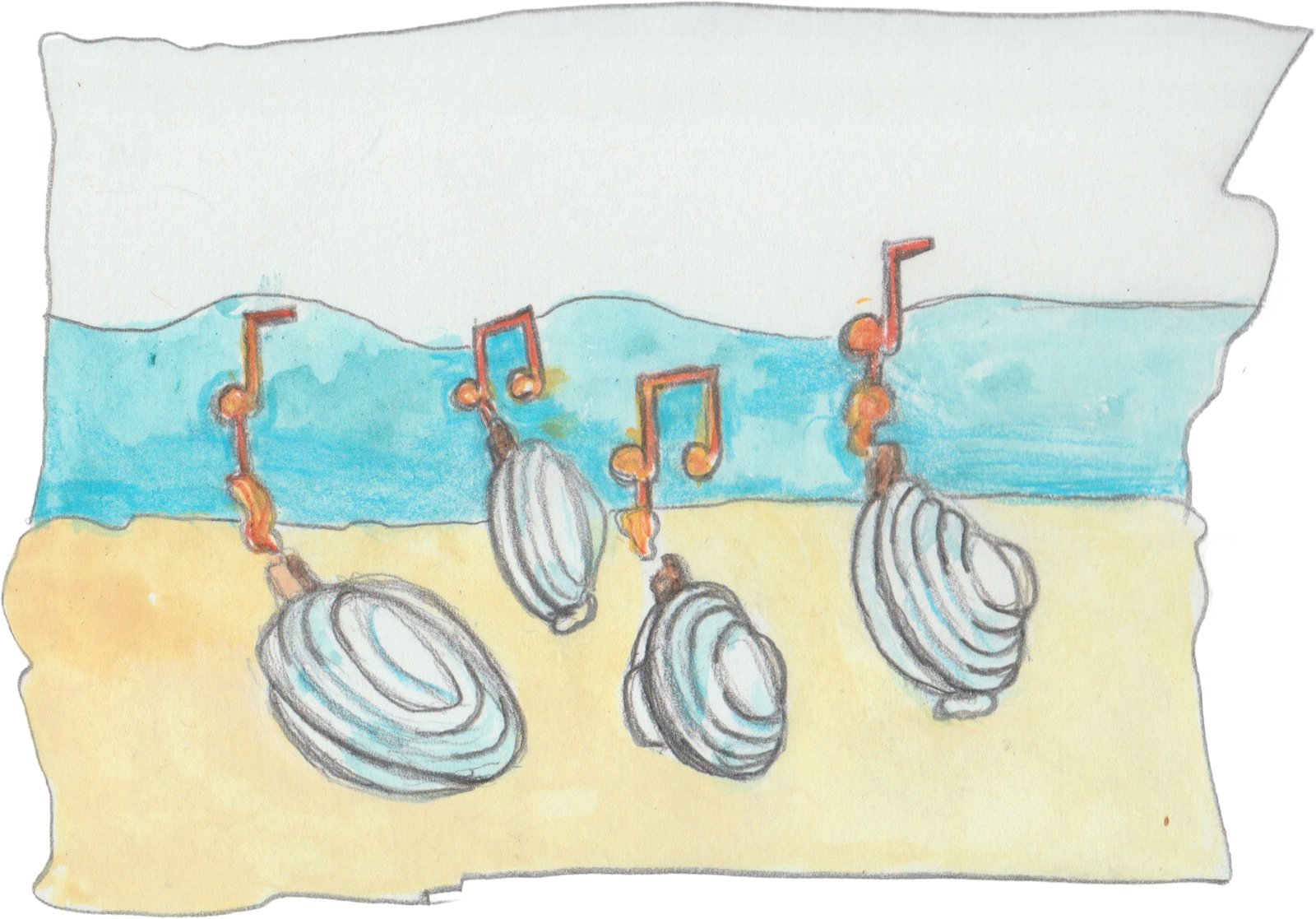 Clams squirting to a tune on the beach..