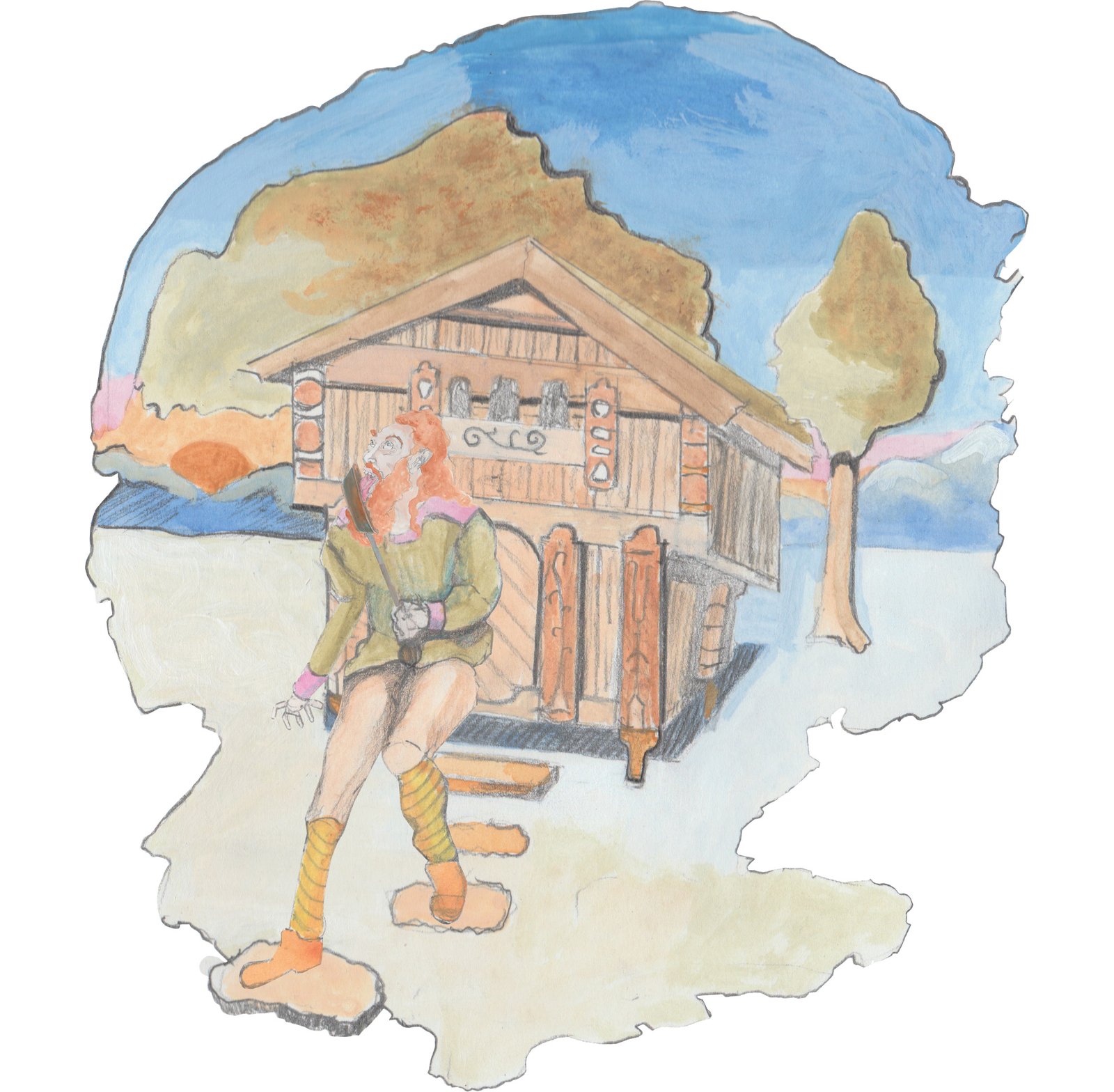 Pot Licker sneaking out of a stabur.