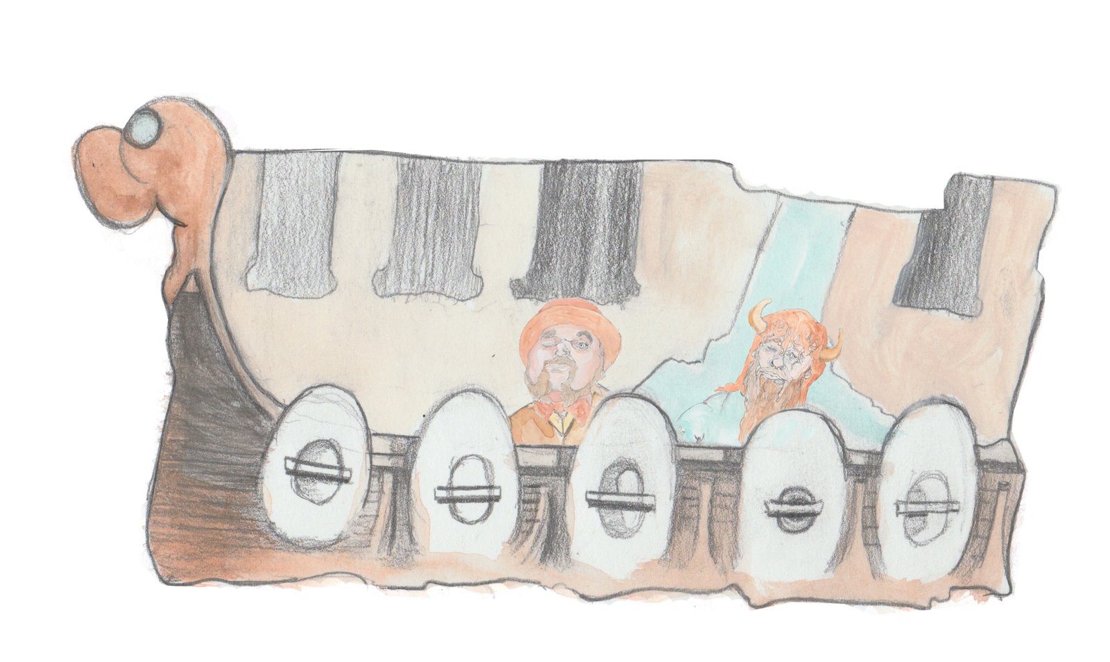 Bjorn and Hulton looking up into the ship.