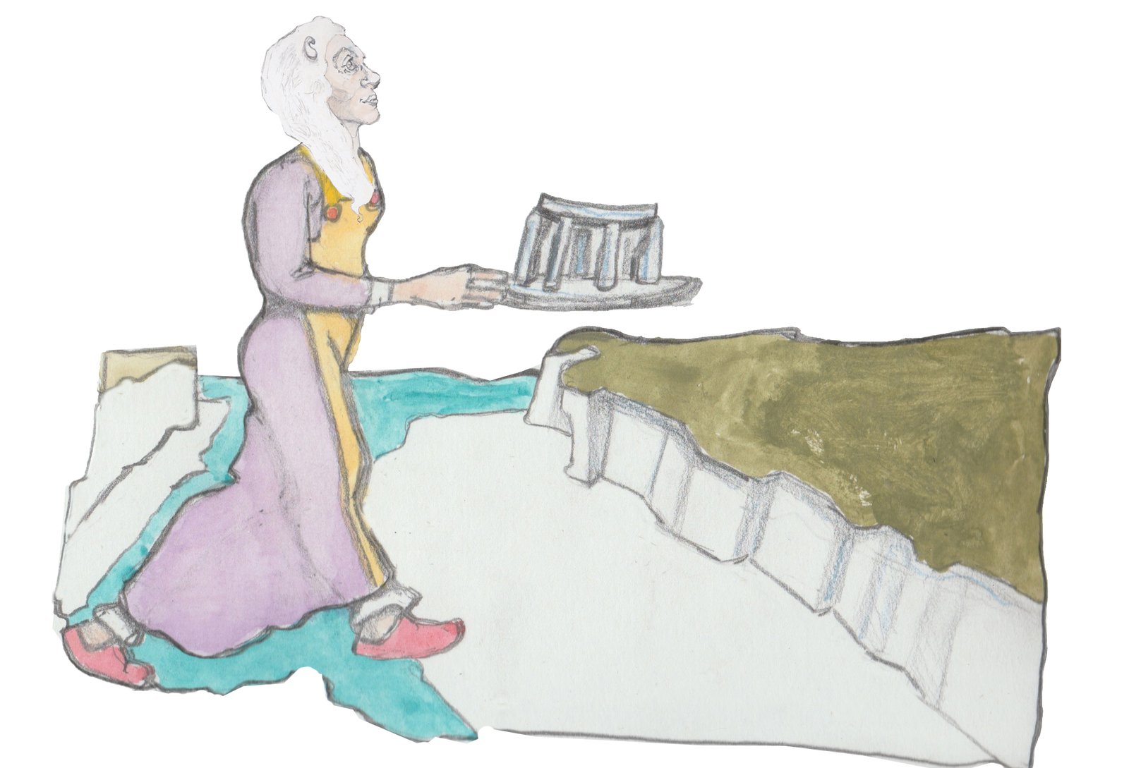 Grams carrying Stonehenge on a tray across to the Straits of Dover.