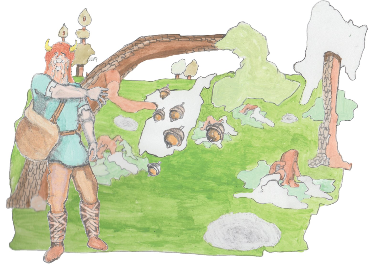 Bjorn toing accorns within the Trollheim bonai pine garden.