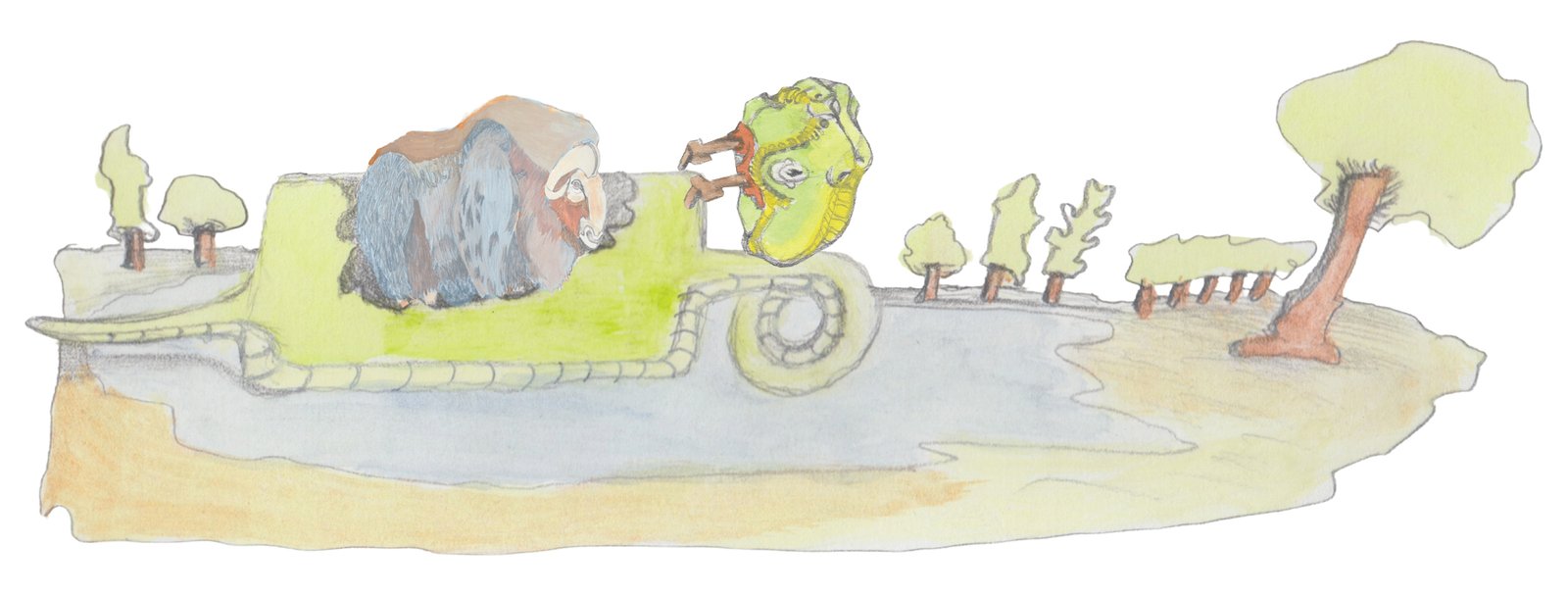 Babe the Blue Ox grew back and is bursting through the serpents stomach.
