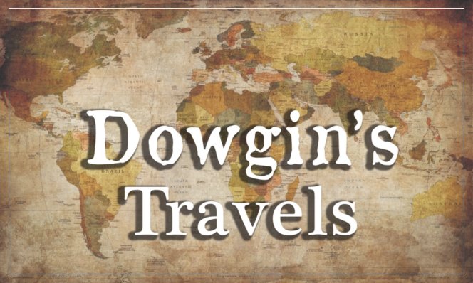 Dowgin's Travels writen on an old world map