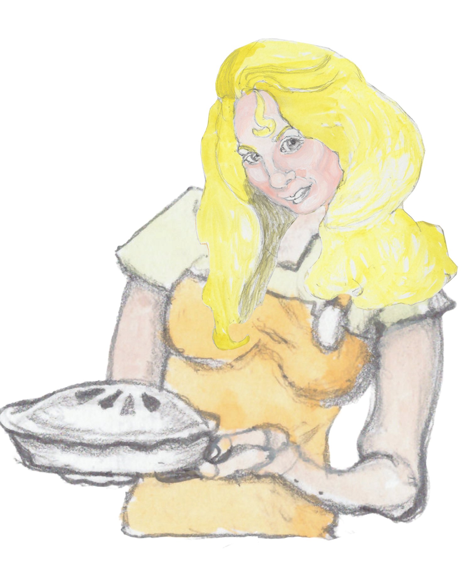 Helgi looking devious while holding one of her blueberry pies.