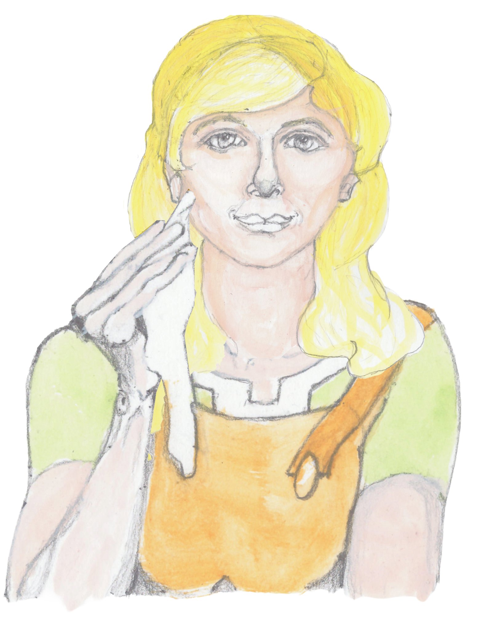Helgi wiping her mouth with an odd grin.