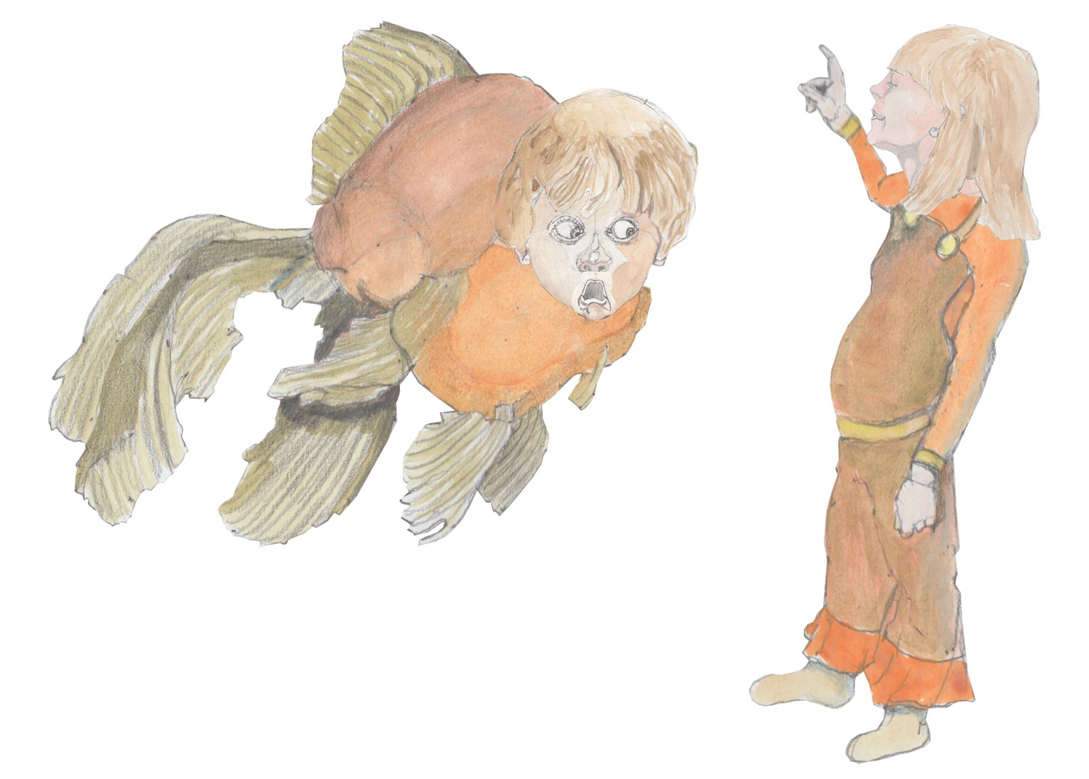 Grmaps as a fish meeting a young Grams.