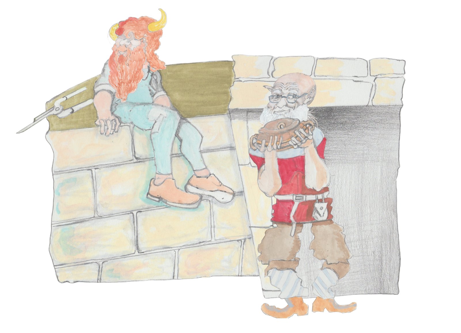 Bergfolk coming out of Howe and Gramps coming down off of wall with shears.