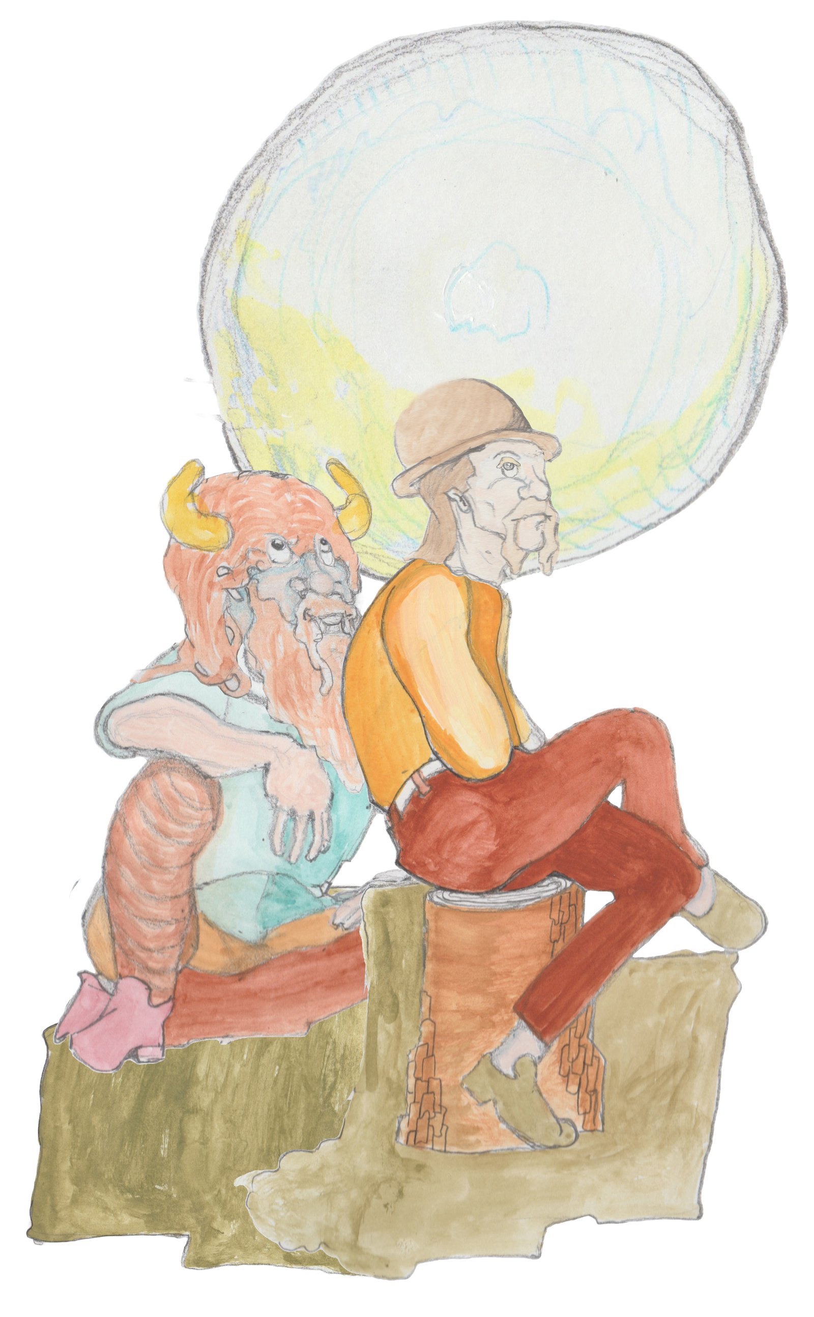 Another angle of Bjorn and Hulton sitting looking at the moon with Bjorn pointing at it.