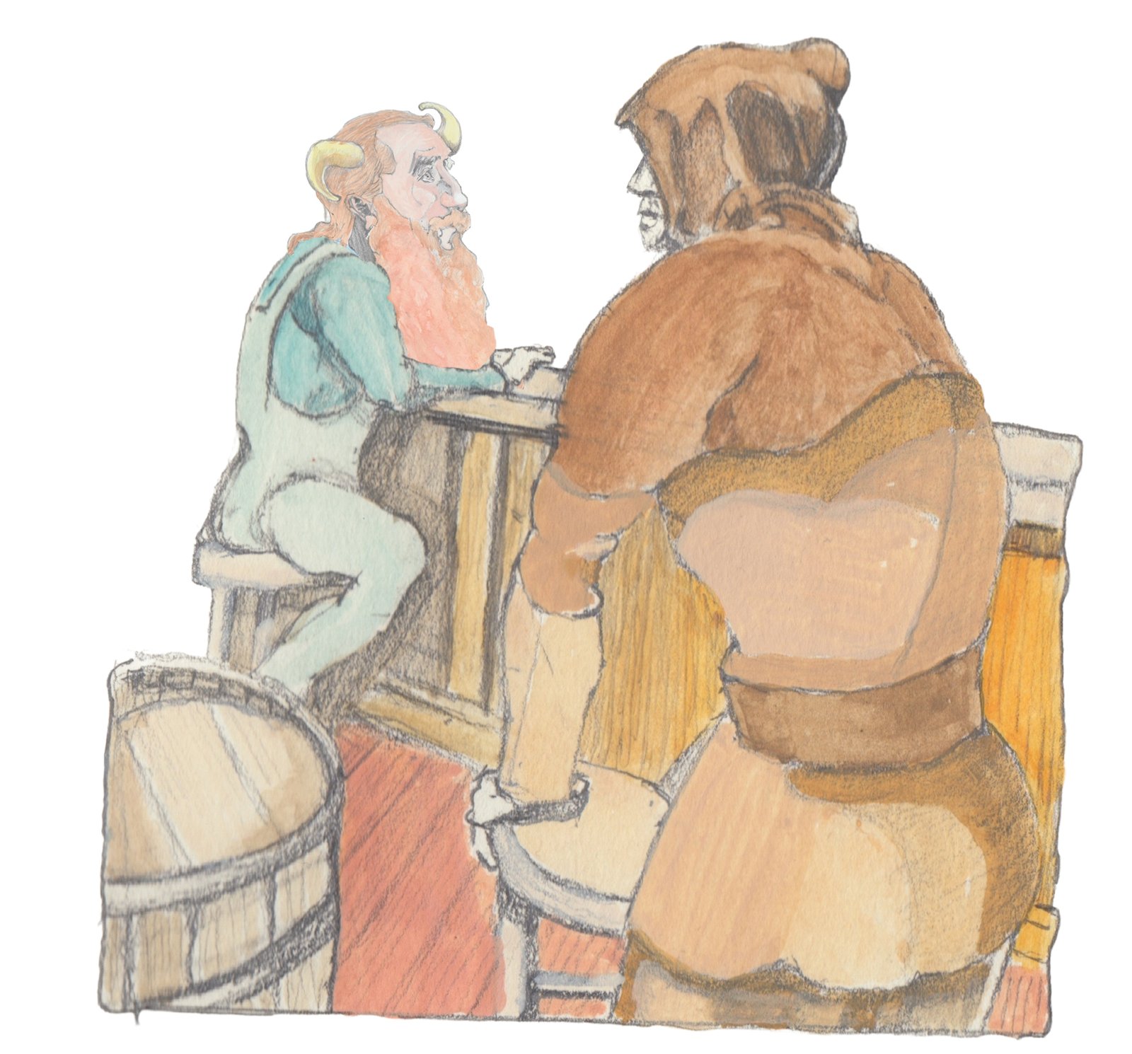 Gramps meeting the Woodman in a tavern.