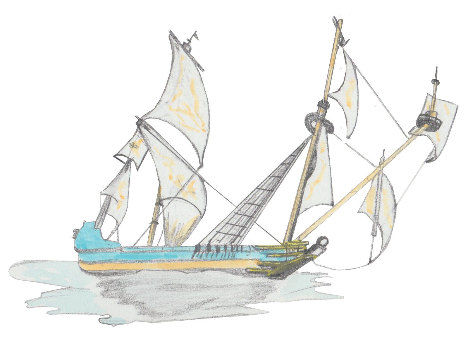 The Kalmar Nyckel tall ship sailing.