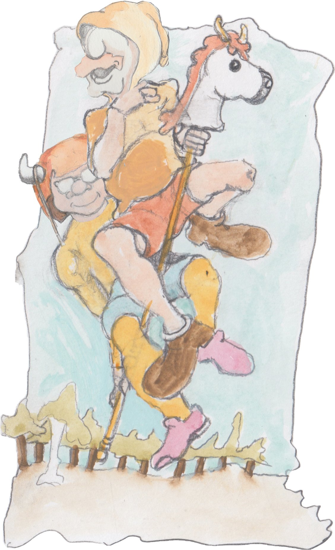 Karl and Angrboda fly away on the hobby horse.